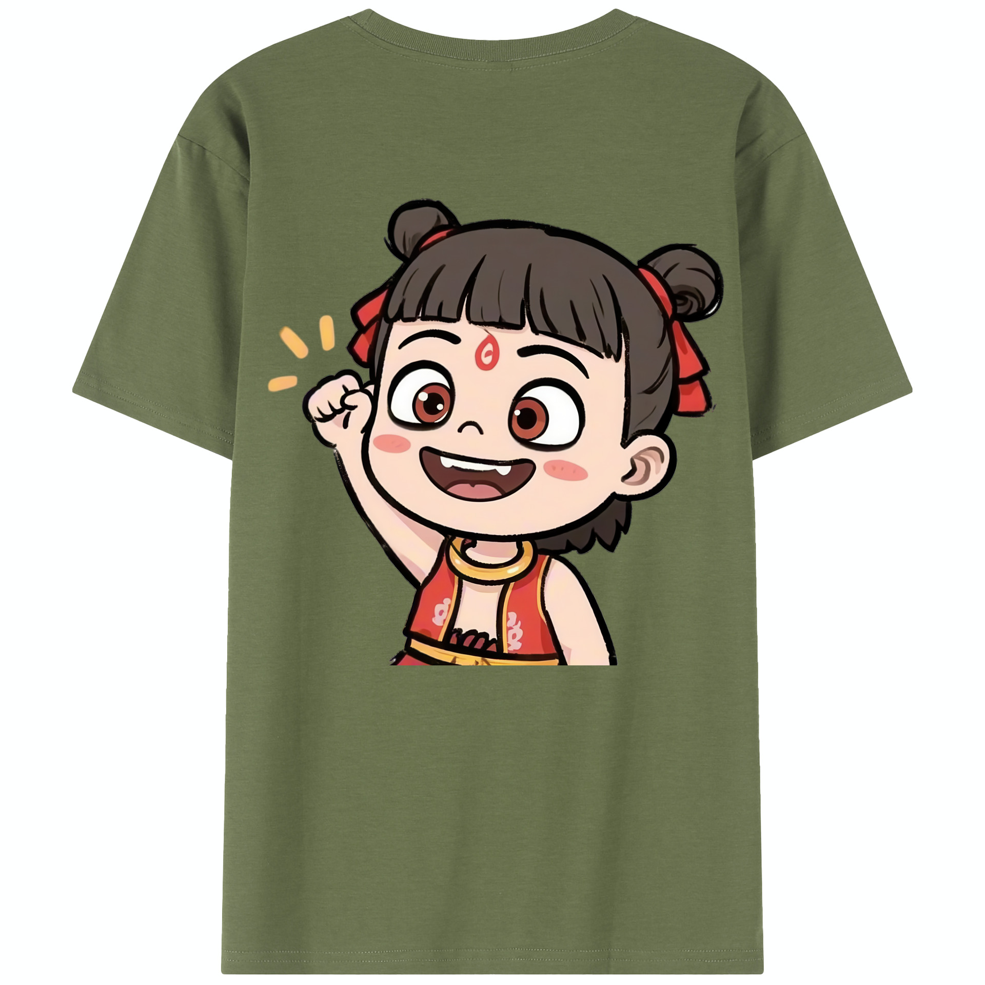 （画像用） Ne Zha 2 ナタ 魔童の大暴れ 綿100％半袖Tシャツ（背面プリント）